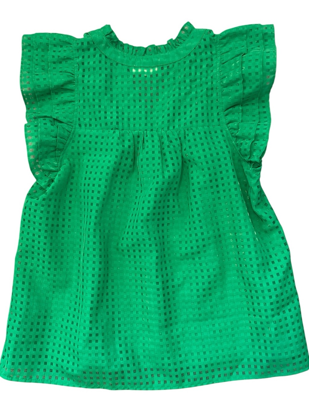 entro Green Eyelet Flutter Sleeve Blouse - Picture 2 of 7